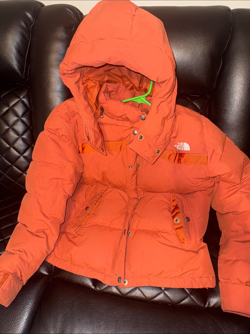 The North Face Bright Orange Hooded Puffer Coat - Picture 1 of 3